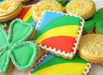 Decorated St. Patrick's Day cookies.