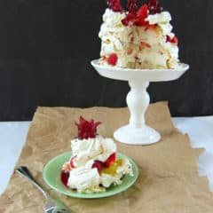 Pavlova with Red Berries, Lime, and Hibiscus
