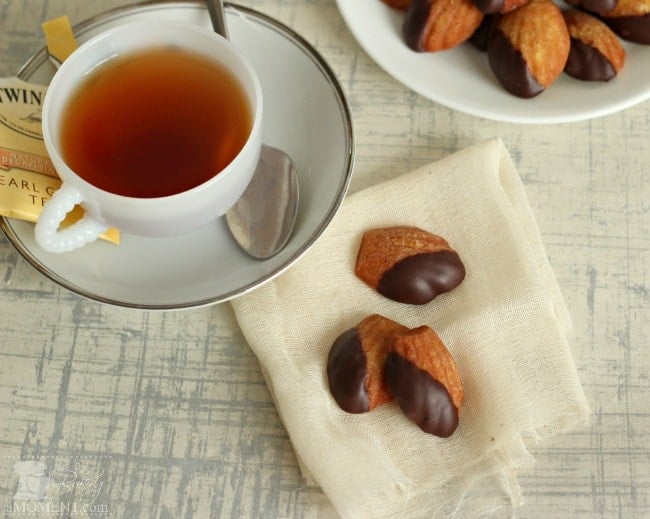 Chocolate Dipped Earl Grey Madeleines by BakingAMoment.com