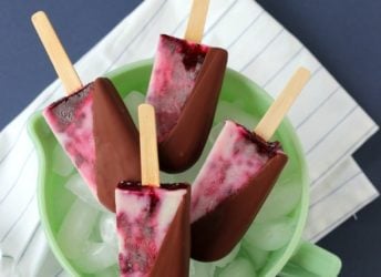 Chocolate Dipped Blackberry Buttermilk Popsicles