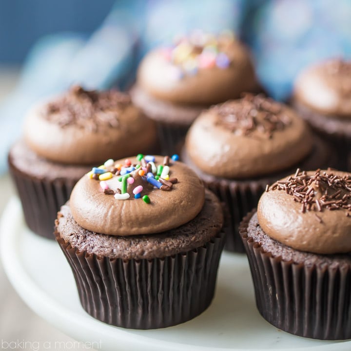 Simply Perfect Chocolate Cupcakes:  the chocolaty-est cupcake you'll ever sink your teeth into!  These are moist, soft, and so simple to make in just one bowl.  food desserts cupcakes