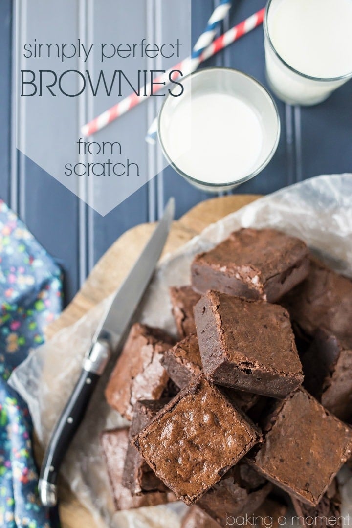 Simply Perfect Brownies from Scratch: The fudgiest, gooiest brownies, with the deepest, darkest, most intense chocolate flavor EVER! From scratch, pantry staples, just one bowl, no mixer needed. food desserts brownies