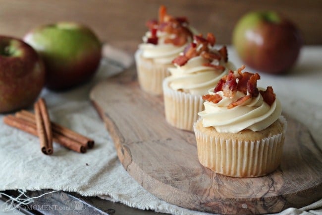 Apple Pancake Cupcakes with Maple Buttercream and Bacon