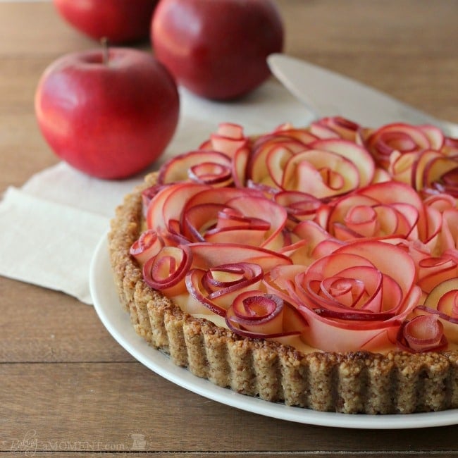 Apple Walnut Rose Tart with Maple Custard | Baking a Moment