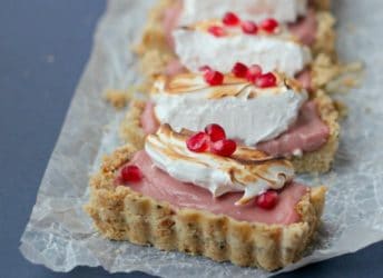 Pomegranate Meringue Tart with Brown Butter Shortbread Crust | Baking a Moment