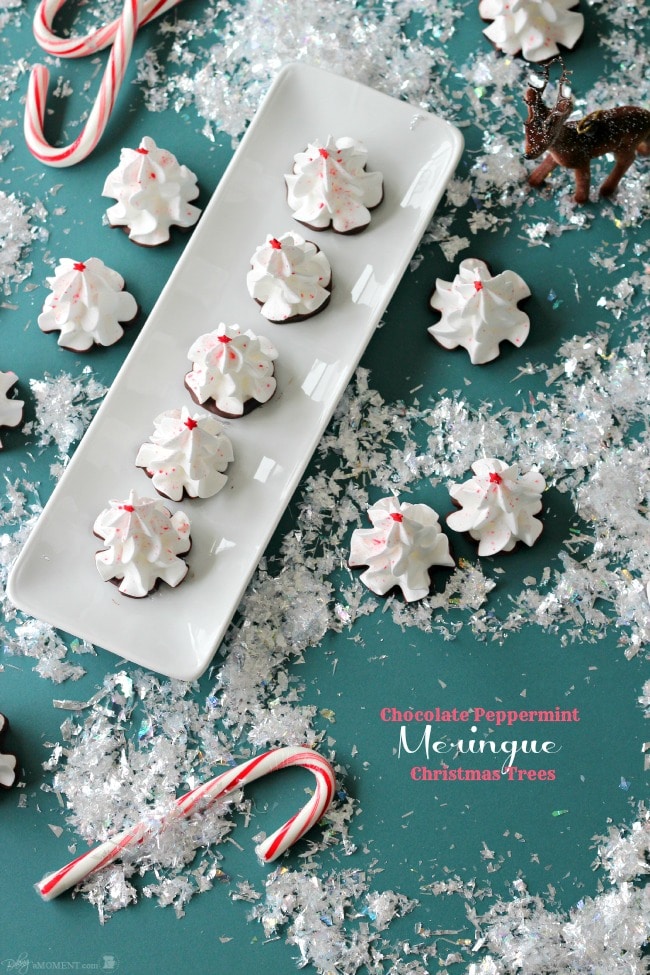 Chocolate Peppermint Meringue Christmas Trees | Baking a Moment