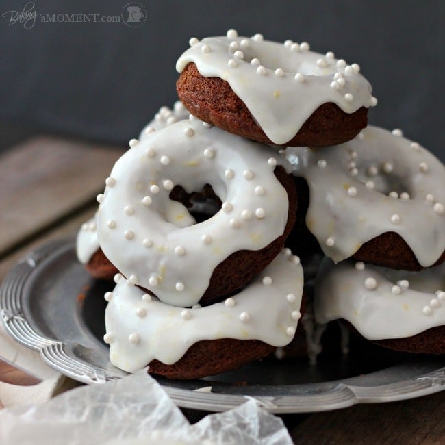 Baked Gingerbread Donuts with Lemon Yogurt Glaze | Baking a Moment