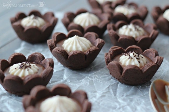 Chocolate Caramel Cheesecake Tartlets | Baking a Moment