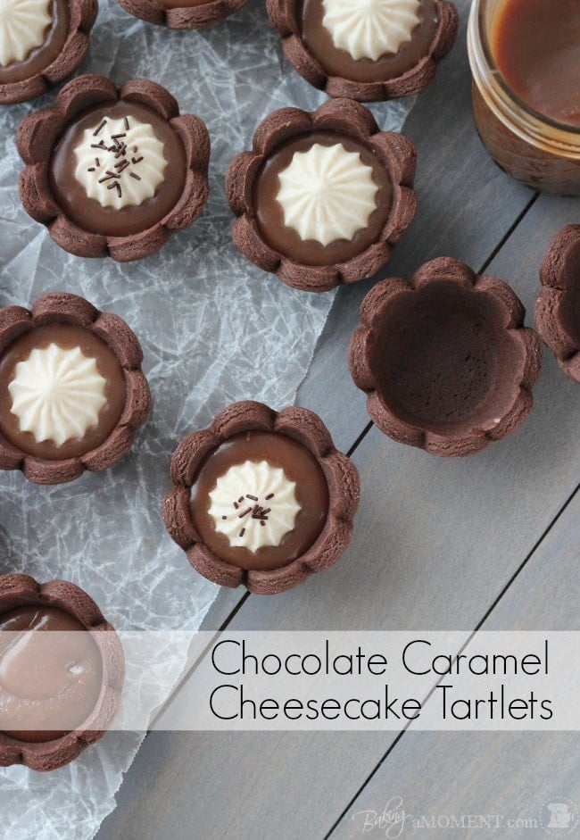 Chocolate Caramel Cheesecake Tartlets | Baking a Moment