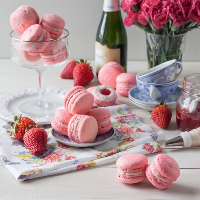 Strawberry Rose Macarons | Baking a Moment