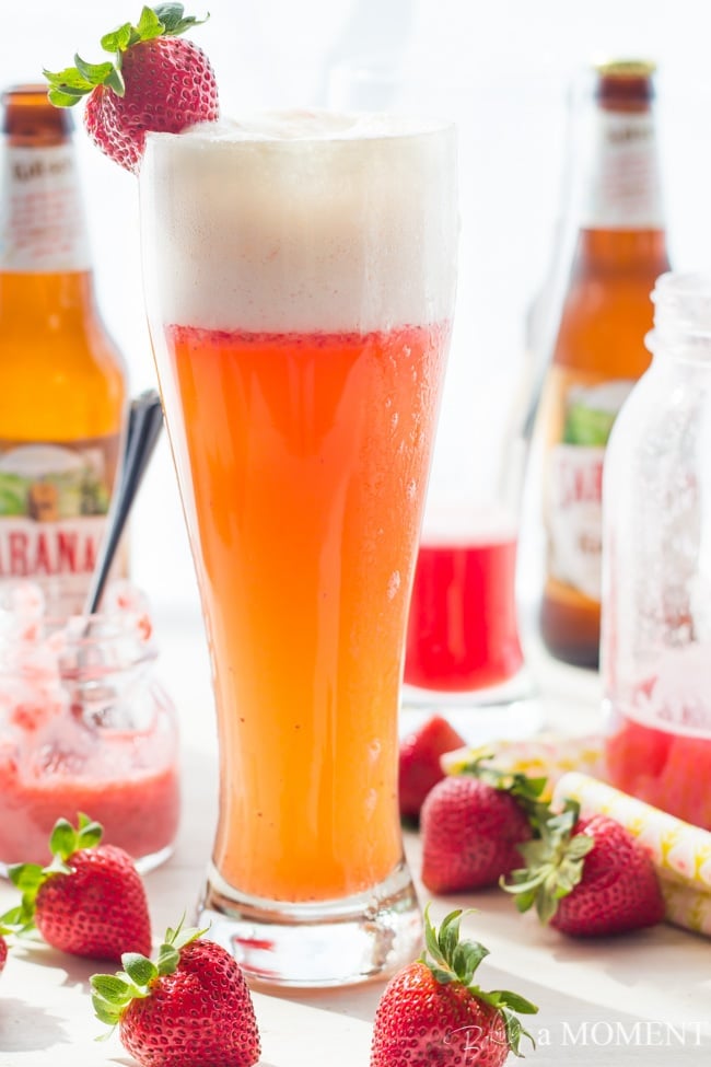 Strawberry Rhubarb Shandy | Baking a Moment