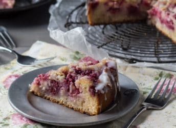 Raspberry Lemon Sweet Roll Cake with Buttermilk Glaze | Baking a Moment