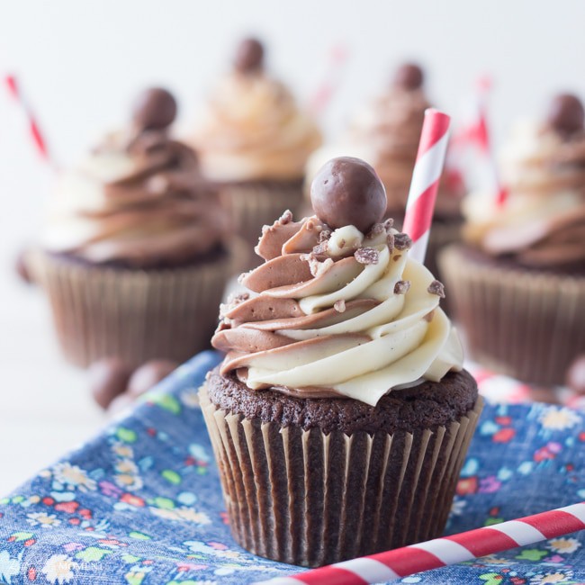 Black & White Malt Shoppe Cupcakes | Baking a Moment