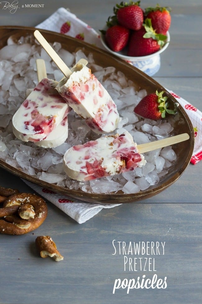Strawberry Pretzel Popsicles | Baking a Moment