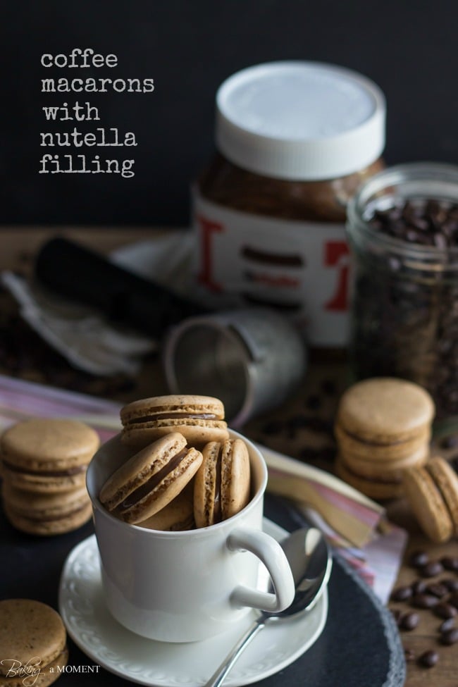 Coffee Macarons with Nutella Filling | Baking a Moment