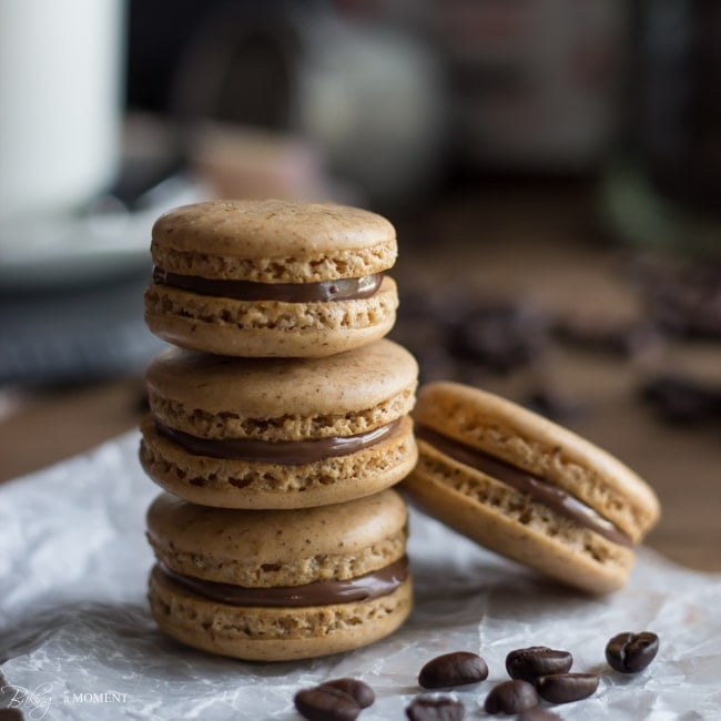 Coffee Macarons with Nutella Filling | Baking a Moment