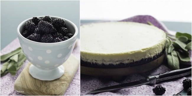 Blackberry Goat Cheese Cheesecake | Baking a Moment