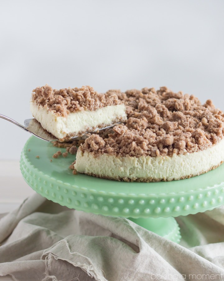 Amazing recipe!  New York Crumb Cheesecake- the crumbly brown sugar streusel is so good with the creamy cheesecake! 