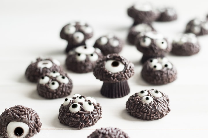 My kids LOVED these hairy spider cookies! So cute and spooky for Halloween, and they taste just like a soft oreo. Perfect treat for a class party.
