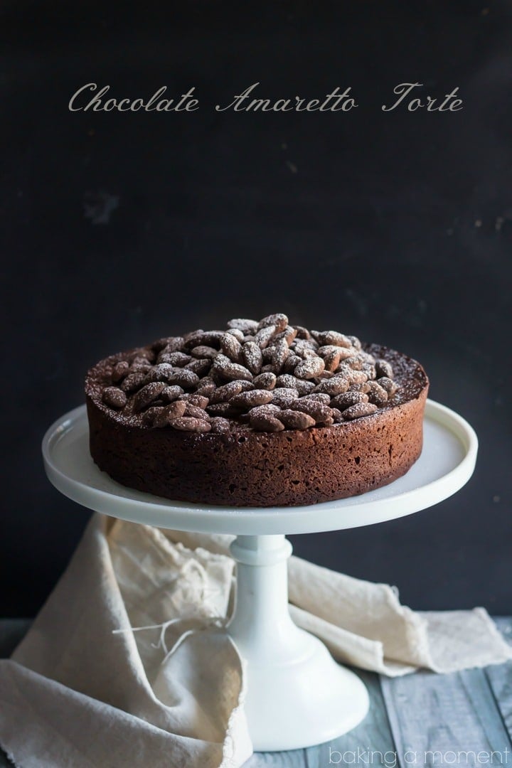 Chocolate Amaretto Torte- one of the best recipes I've made in a while! Sort of like a cake, sort of like a souffle, with an incredibly rich chocolate flavor and a hint of sweet almond.  #gonutsfornuts #ad