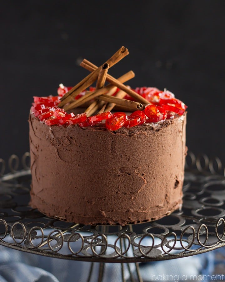 We loved this moist and rich Mexican chocolate layer cake- the frosting is spiked with cinnamon and spice!  