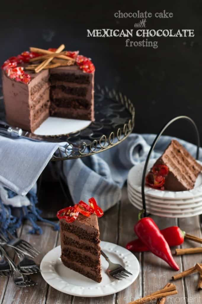 We loved this moist and rich Mexican chocolate layer cake- the frosting is spiked with cinnamon and spice!  