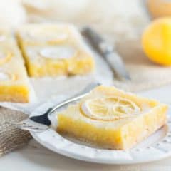 Not your everyday lemon bar! This recipe uses the whole lemon for tons of intense flavor, plus 3 kinds of ginger! These Shaker Lemon Ginger Pie Bars are the antidote to winter ;)