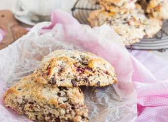 Moist and Tender Scones ribboned with Raspberry and studded with Dark Chocolate- It doesn't get any better than this!