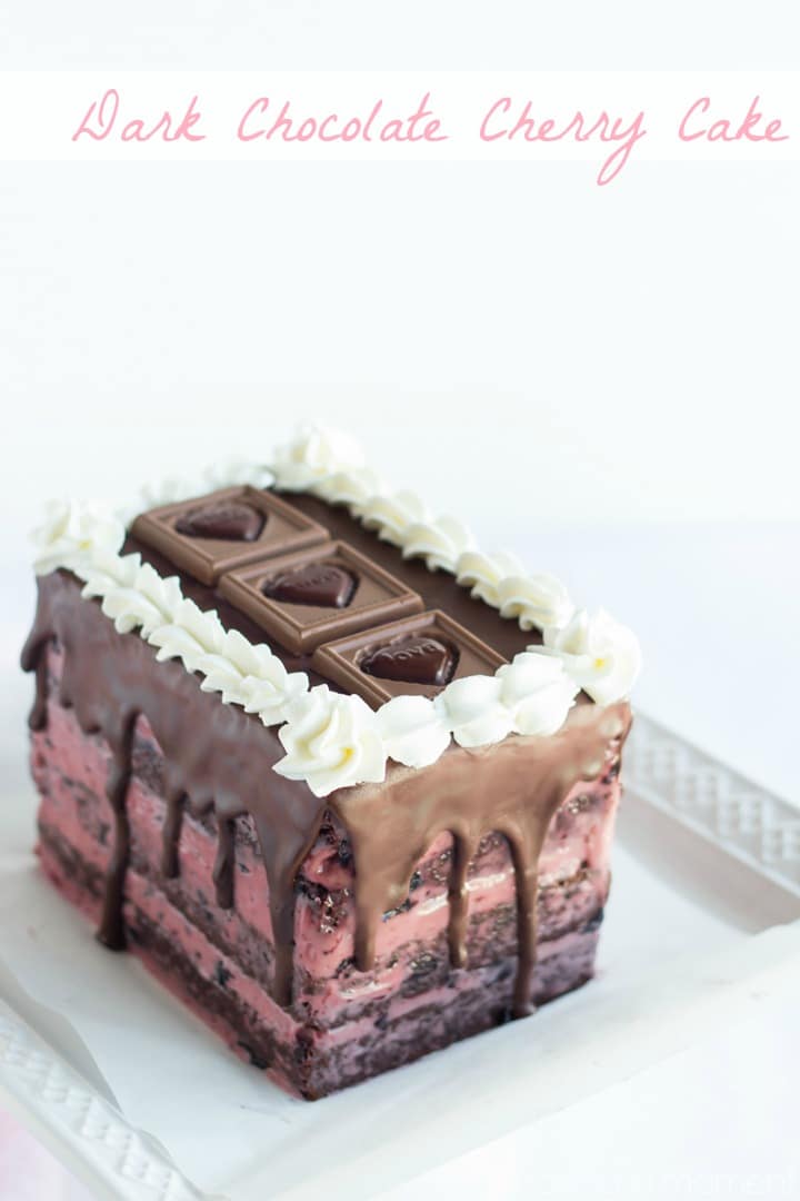 Layers of moist dark chocolate cake, with a silky dark cherry buttercream- so pretty for Valentine's Day!