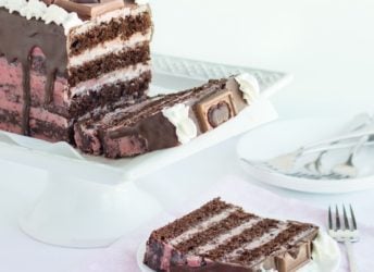Layers of moist dark chocolate cake, with a silky dark cherry buttercream- so pretty for Valentine's Day!