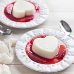 Coconut White Chocolate Panna Cotta with Blood Oranges- so pretty yet SO EASY! Start these now and you'll be enjoying them in 2 hours or less ;)
