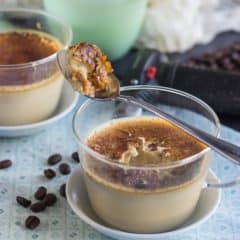 I made this Irish Coffee Creme Brulee in just 10 minutes and it was the bomb! The crackly burnt sugar was sooo good with the coffee and boozy flavors!