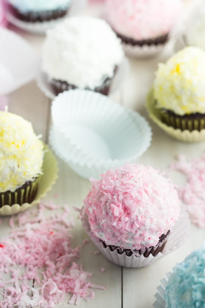 So fun for Spring! Loved the pretty pastel on these coconut snowball cupcakes. The marshmallow frosting was perfection and this is THE BEST chocolate cupcake recipe EVER!