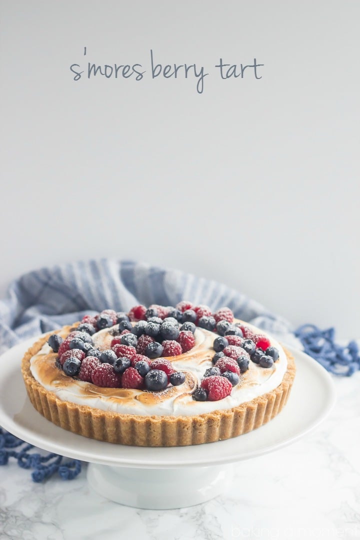 I loved the contrast between all the sweet s'mores goodness and those fresh summer berries.  Definitely making this S'mores Berry Tart again for the fourth! 