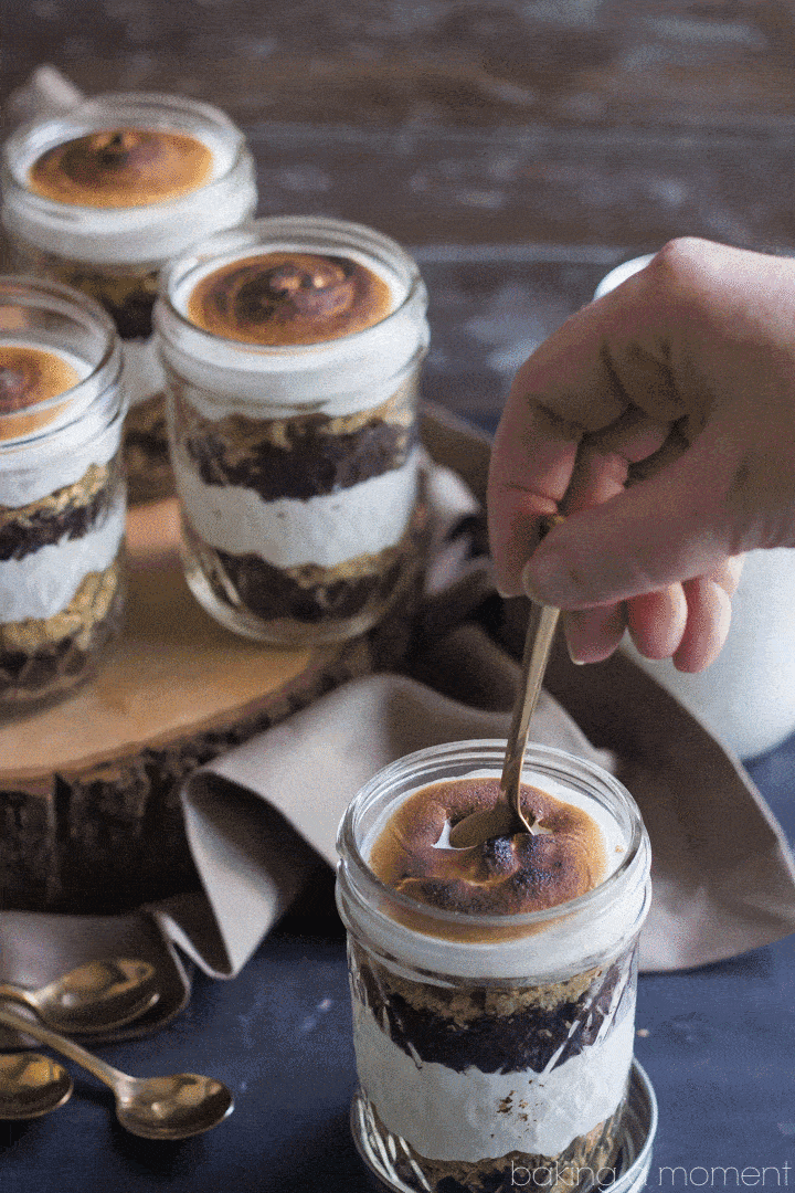 Perfect for a barbecue or potluck!  These S'mores Cupcake Jars transport easily and they are TO DIE FOR!  Soft and sweet, with just the right amount of crunch.  They'll be the hit of the party! 