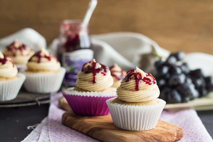 Peanut Butter and Jelly Cupcakes | Baking a Moment
