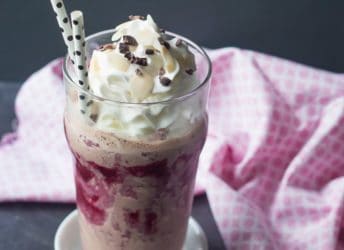 The ultimate lazy summer treat! This Boozy Berry Chocolate Almond Shake is the bomb!