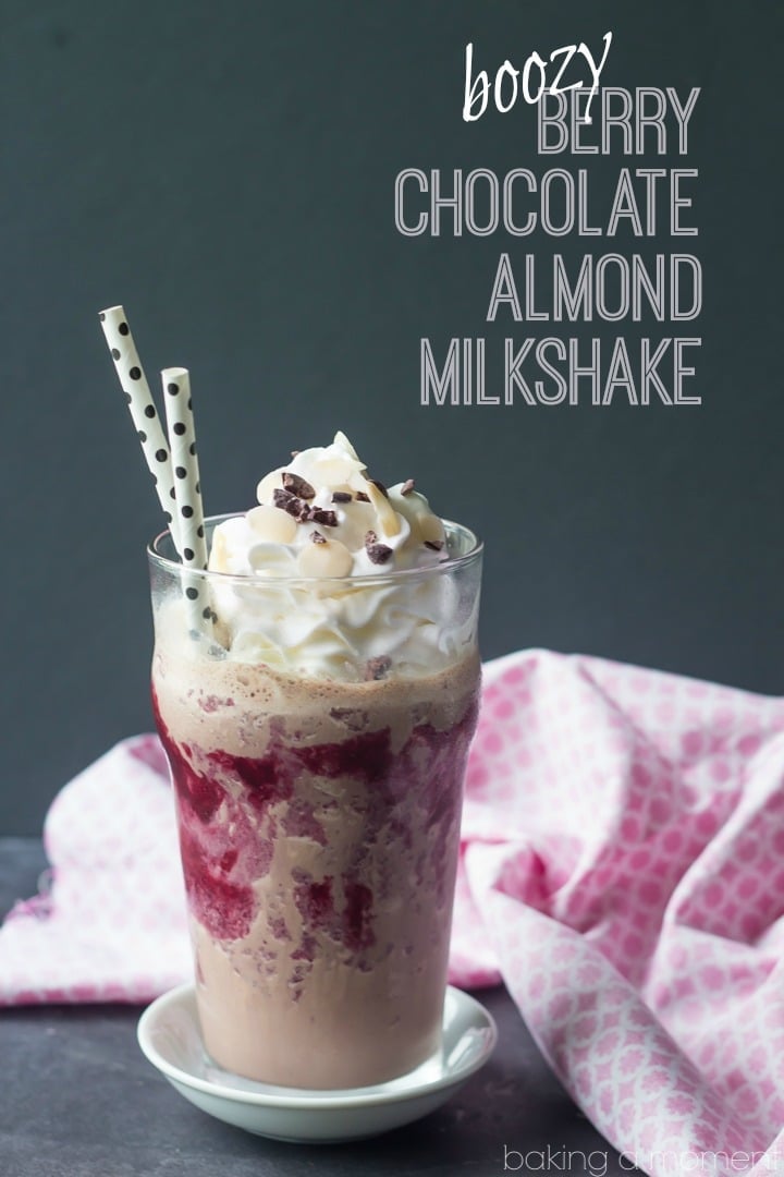 The ultimate lazy summer treat!  This Boozy Berry Chocolate Almond Shake is the bomb! 