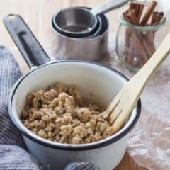 I find myself using this basic streusel recipe ALL THE TIME! It's so good on breads, muffins, and fruit crisps, and you can customize the recipe in so many different ways.