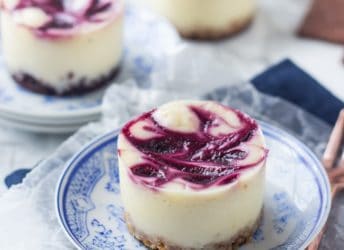Lemon Berry Swirl Mini-Cheesecakes! So cute, and completely gluten-free :)