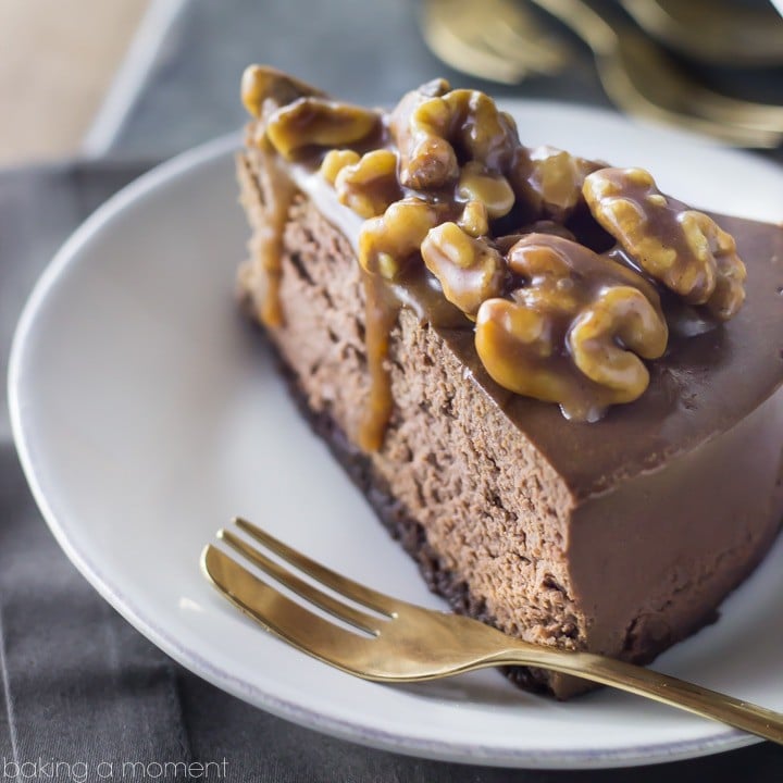 Double Chocolate Brownie Cheesecake with Salted Caramel Wet Walnuts- worth every flippin' calorie!