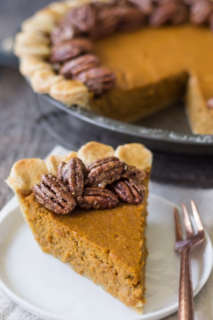 Loved the combination of classic, creamy pumpkin pie with crisp candied pecans. A Thanksgiving match made in heaven!