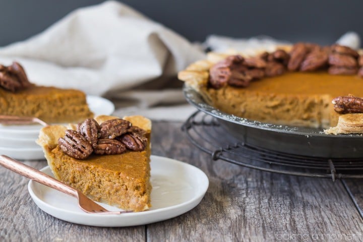 Loved the combination of classic, creamy pumpkin pie with crisp candied pecans. A Thanksgiving match made in heaven!