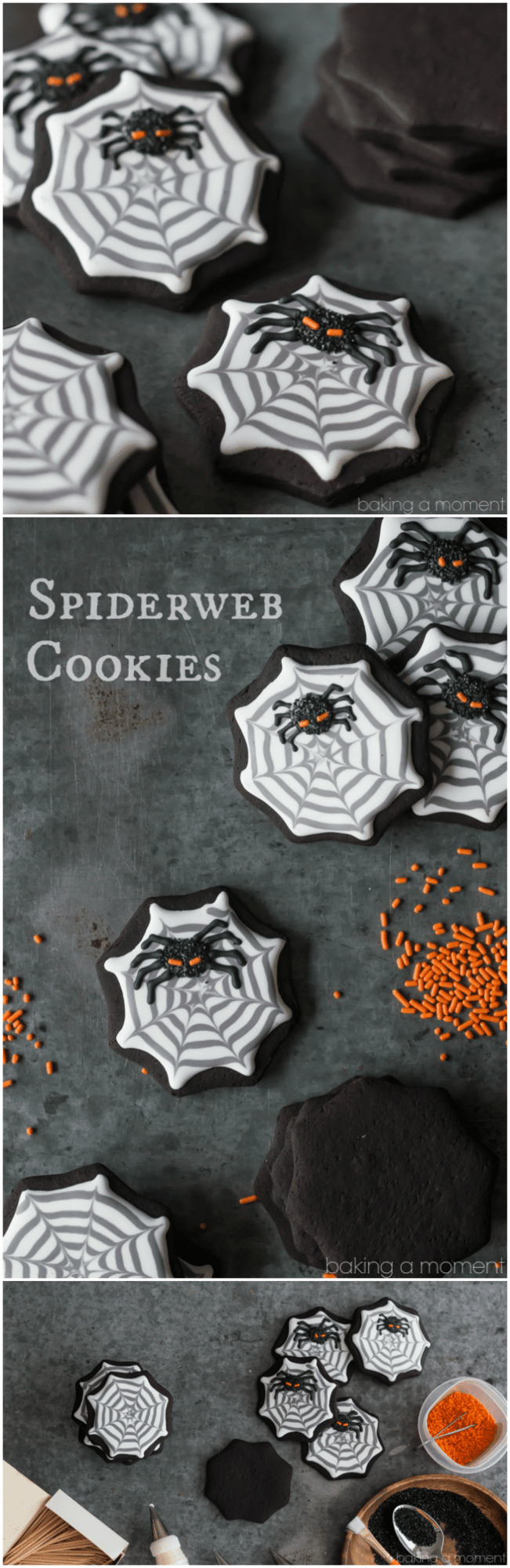 How to make Spiderweb Cookies with royal icing- these were pretty easy and kinda fun!