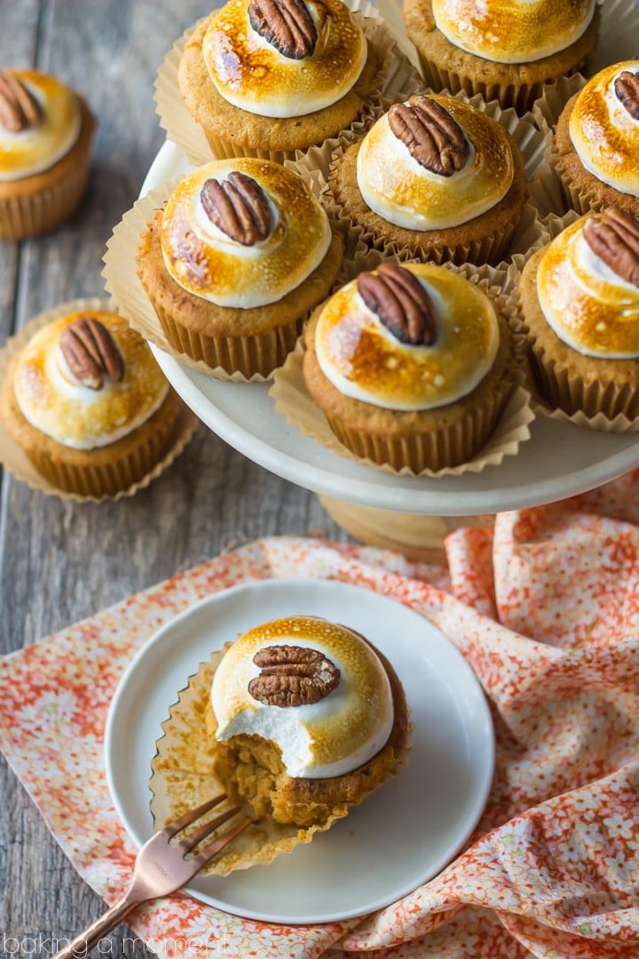 Sweet Potato Souffle Cupcakes- Inspired by everyone's favorite Thanksgiving side dish. These were so moist from the sweet potatoes and pineapple, and I loved that hint of cinnamon along with the toasted marshmallow topping! 