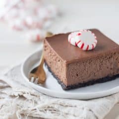 I made these Chocolate Peppermint Cheesecake Bars for Christmas and they were a huge hit! The cheesecake is so chocolate-y and creamy, and I loved that cool hit of peppermint!