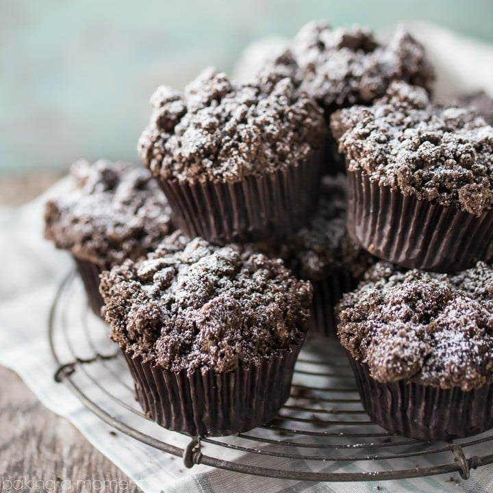 These chocolate muffins were so moist and chocolate-y! I was shocked that whole wheat and vegan could taste so indulgent. #ad