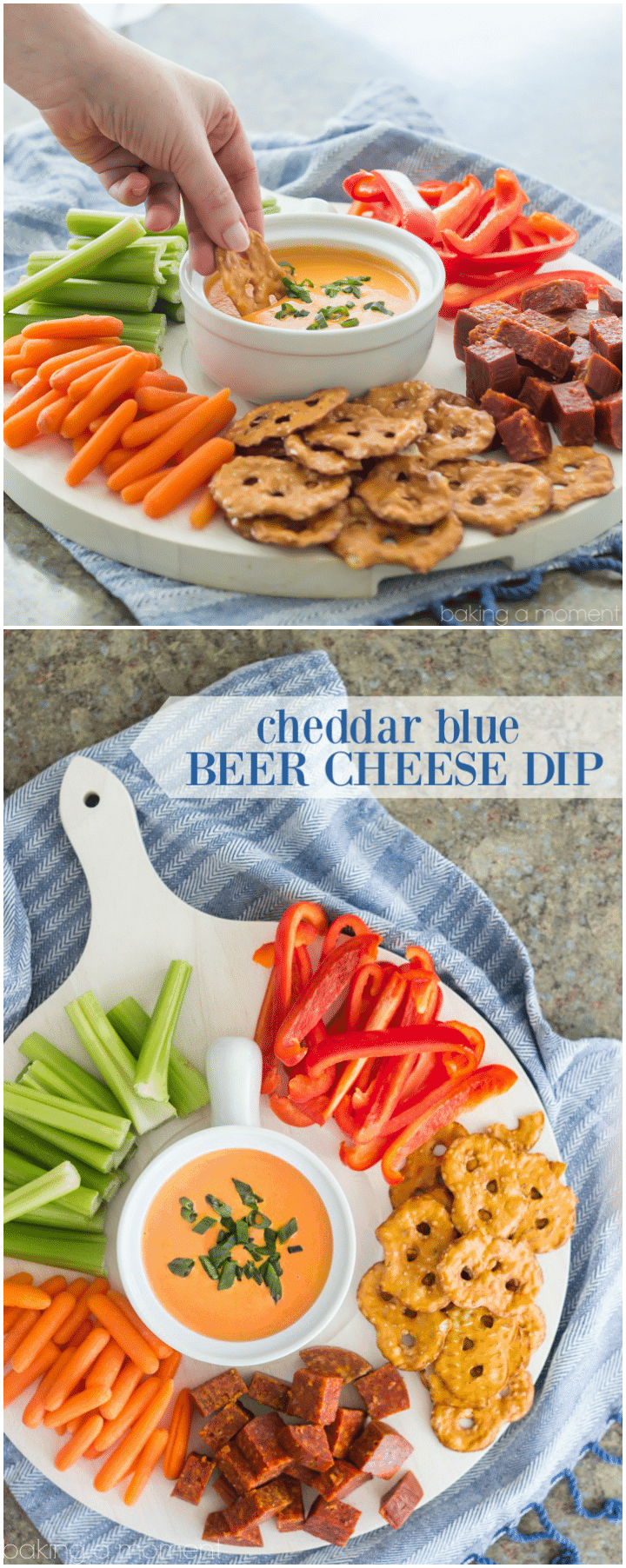 LOVED all the flavors going on in this Cheddar-Blue Beer Cheese Dip! Perfect game-day snack ;) @kitchenaidusa