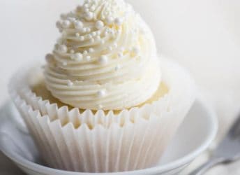 Simply perfect white cupcakes with a moist texture and a delicate hint of almond.