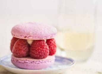 Raspberry & Champagne come together in these gorgeous Kir Royale Macarons. Perfect for a party or shower!